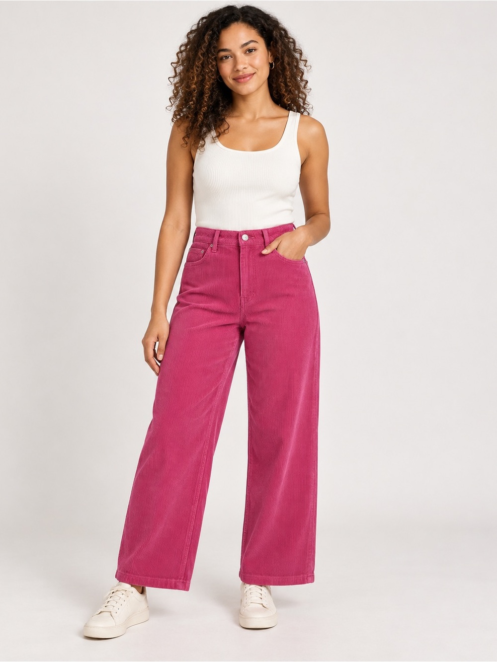 Forever 21 Pink Corduroy Wide Leg Pants Y2K